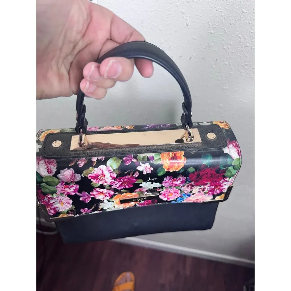 Dune London Black & Floral Handle Bag